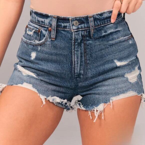 ABERCROMBIE & FITCH The Mom Short High Rise Distressed Festival Plus Size 36/22 - Picture 1 of 10
